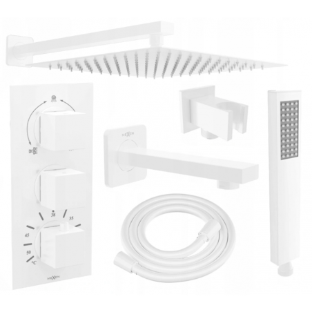 Mexen Cube DR02 вграден бял комплект за вана и душ с дъждовал 30 см - 77503DR0230-20