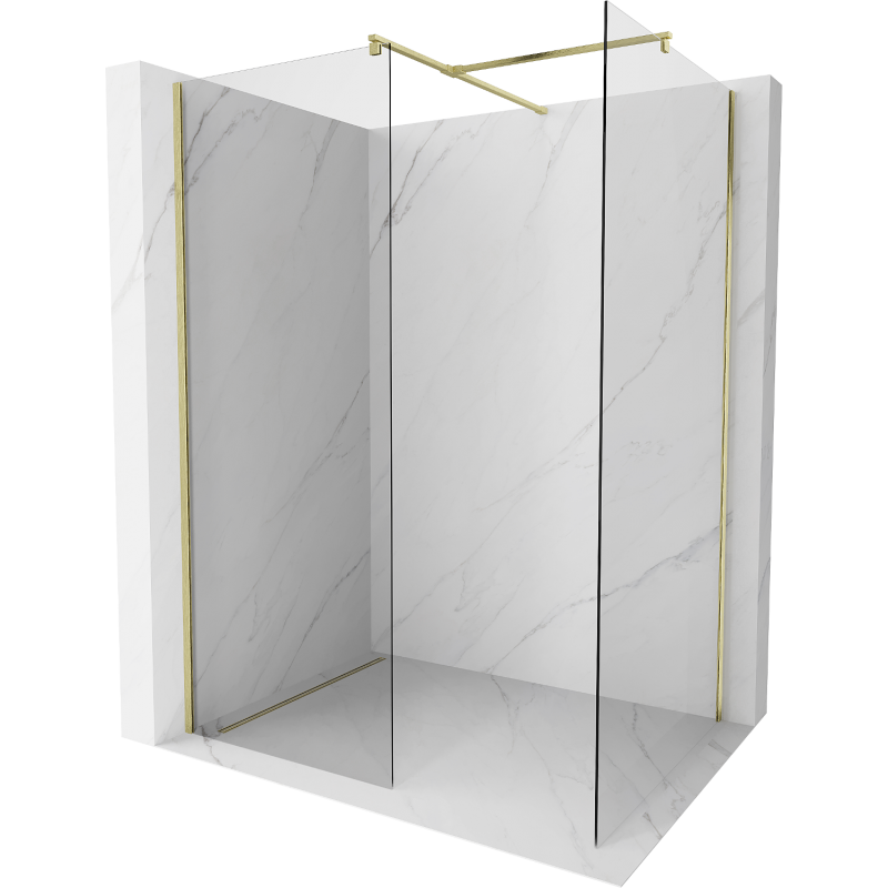 Mexen Kioto душ параван Walk-in 145 x 110 cm, прозрачен, златисто четкан