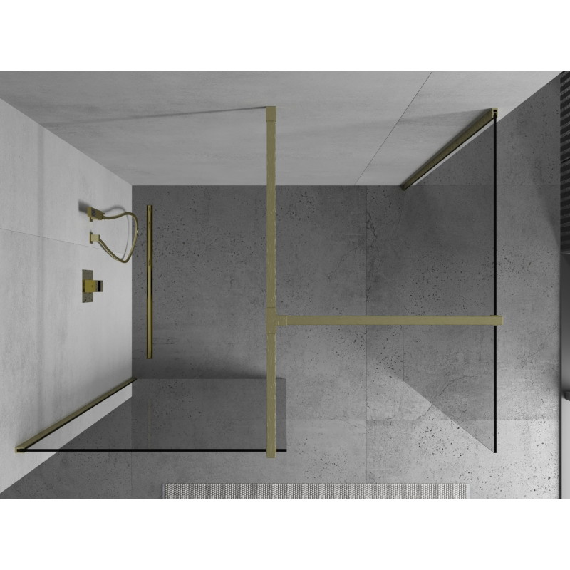 Mexen Kioto душ-стена Walk-in 180 x 85 cm, прозрачен, златно четкан - 800-180-202-55-00-085