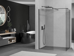 Mexen Kioto душ преграда Walk-in 110 x 75 см, прозрачен, черен - 800-110-202-70-00-075
