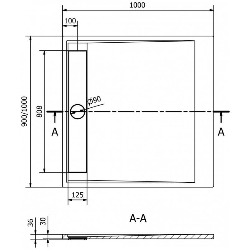 Mexen Amon правоъгълна душ кабина SMC 100 x 90 см, черна - 4F709010