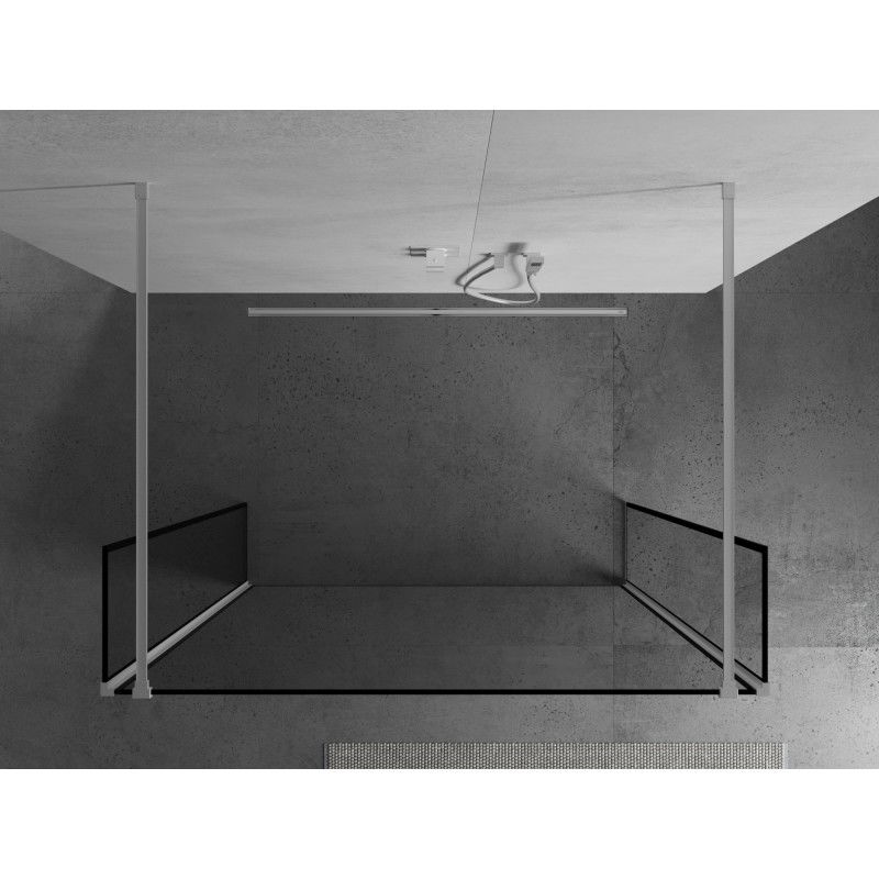 Mexen Kioto свободностоящ параван за душ 160 x 30 x 30 см, черна рамка, бял - 800-160-030-222-20-70-030