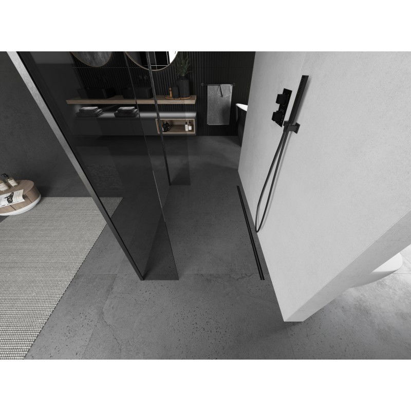 Mexen Kioto Свободно стояща душ кабина 95 x 30 x 30 см, прозрачна, четка в цвят gun gray - 800-095-030-222-66-00-030