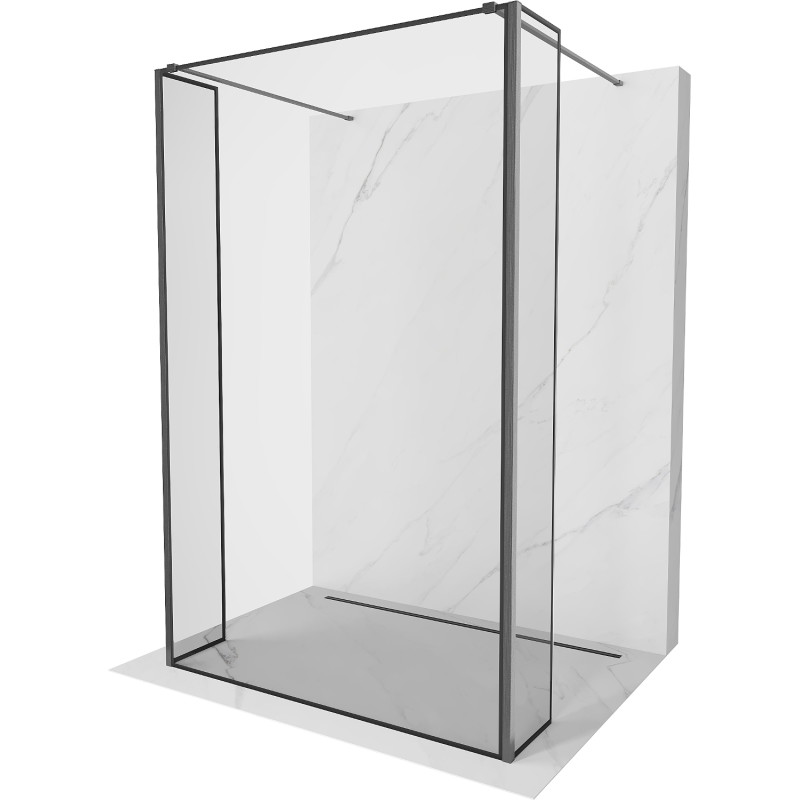 Mexen Kioto самостоятелна душ стена 120 x 30 x 30 см, черна рамка, четкосан сив