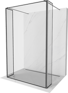 Mexen Kioto самостоятелна душ стена 130 x 30 x 30 см, черна рамка, пистолетносиво четкано - 800-130-030-222-66-70-030