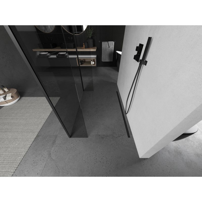 Mexen Kioto свободно стояща душ стена 115 x 30 x 30 см, прозрачна, черна - 800-115-030-222-70-00-030