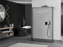 Mexen Kioto самостоятелна душ стена 100 x 30 x 30 см, черен модел, gun metal - 800-100-030-222-95-70-030