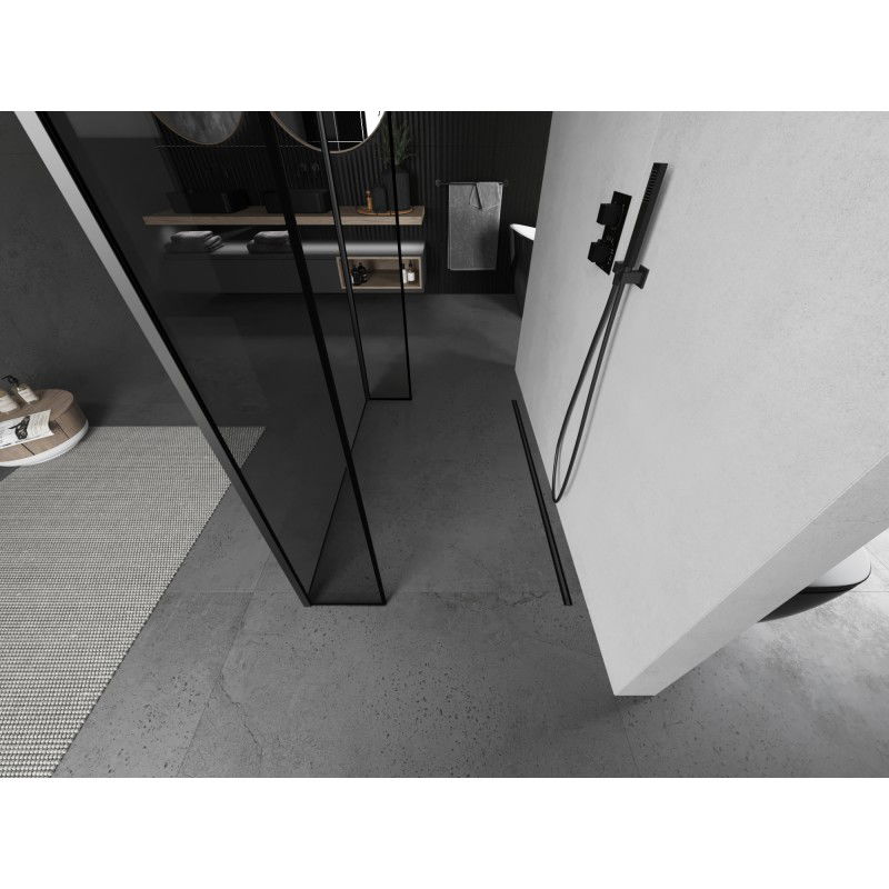 Mexen Kioto свободностояща душ стена 110 x 30 x 30 см, черна рамка, gun metal - 800-110-030-222-95-70-030