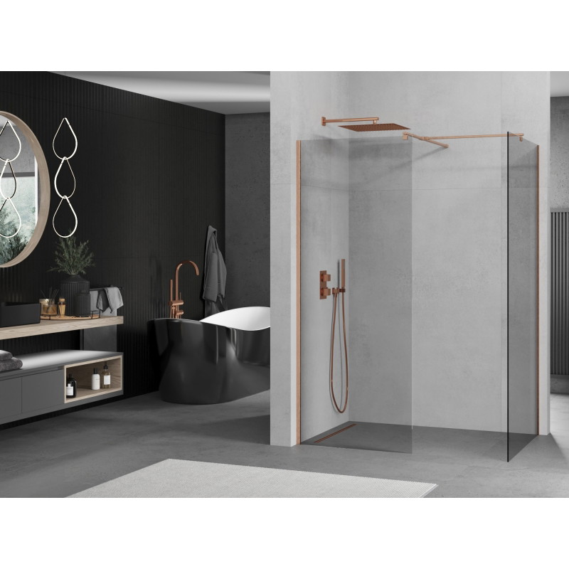 Mexen Kioto душова преграда Walk-in 100 x 95 см, прозрачна, четкана мед