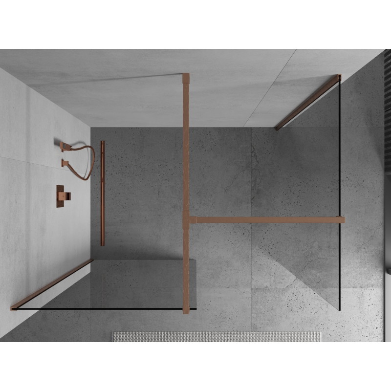 Mexen Kioto душова преграда Walk-in 100 x 95 см, прозрачна, четкана мед