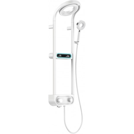 Mexen Peak стенен душ комплект с дъждовна глава и батерии, LED дисплей, бял - 78106-20