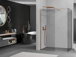 Mexen Kioto душен параван Walk-in 140 x 120 см, прозрачен, четкана мед - 800-140-202-65-00-120