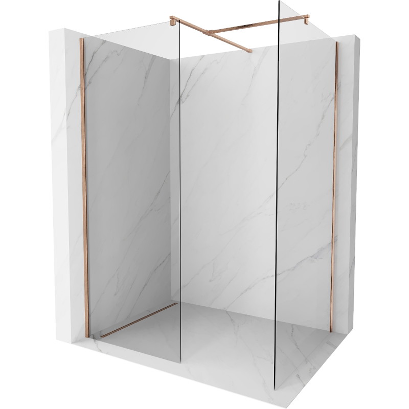 Mexen Kioto душен параван Walk-in 140 x 120 см, прозрачен, четкана мед - 800-140-202-65-00-120