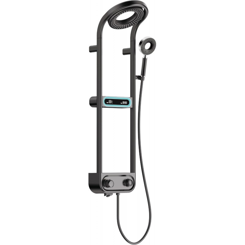 Mexen Peak Надграждане душ кабина с дъждовен душ и батерия, LED дисплей, черен - 78106-70