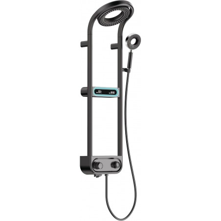 Mexen Peak Надграждане душ кабина с дъждовен душ и батерия, LED дисплей, черен - 78106-70