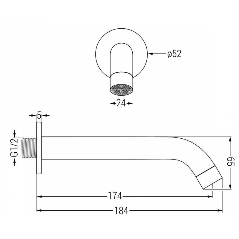 Mexen Kai DR70 вана-душ поддушен комплект с душ 30 см, бял - 77602DR70301-20