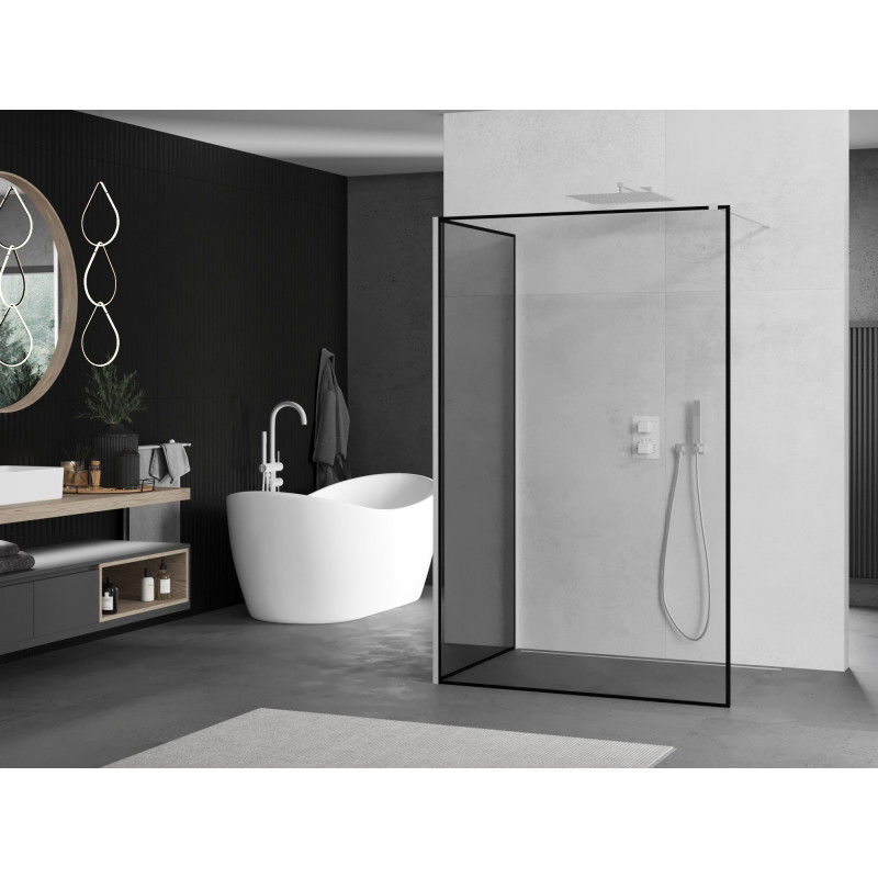 Mexen Kioto душ стена Walk-in 120 x 80 cm, черна рамка, бяла - 800-120-212-20-70-080