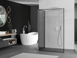 Mexen Kioto душ стена Walk-in 120 x 80 cm, черна рамка, бяла - 800-120-212-20-70-080