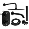 Mexen Kai DR70 стенен комплект за вана и душ с душ глава 30 см, черен - 77602DR70301-70