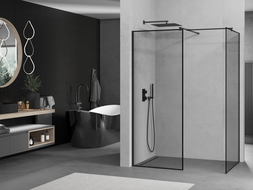 Mexen Kioto душ панел Walk-in 100 x 70 см, черен модел, черен - 800-100-202-70-70-070