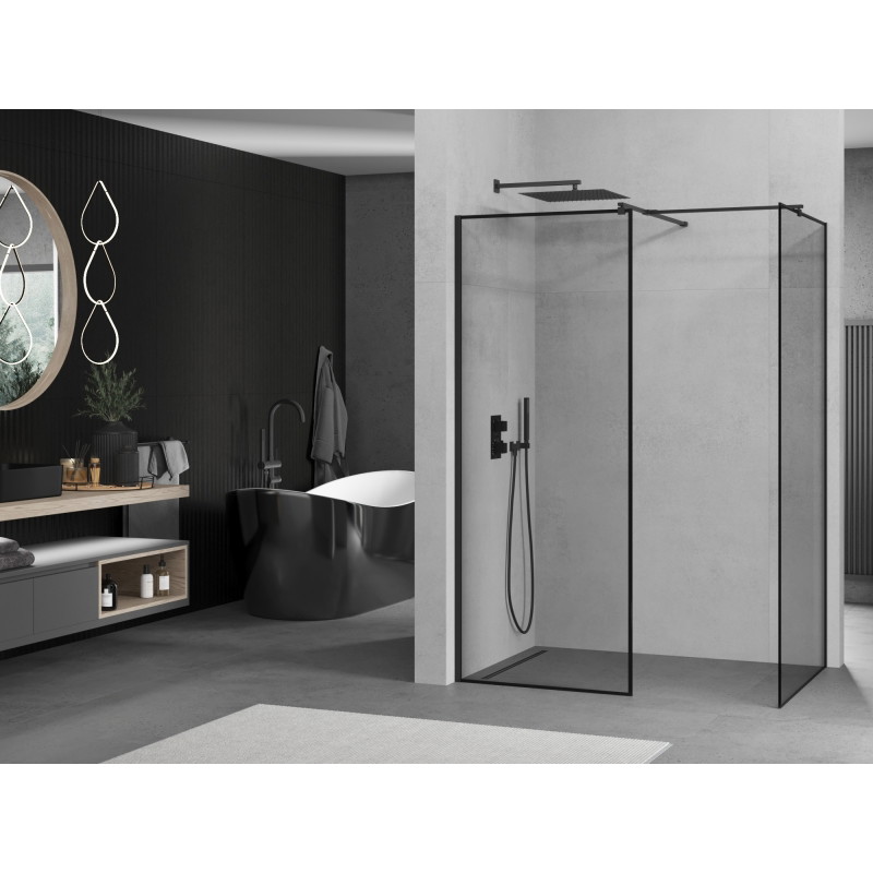 Mexen Kioto душ-панел Walk-in 140 x 70 cm, черна рамка, черна - 800-140-202-70-70-070