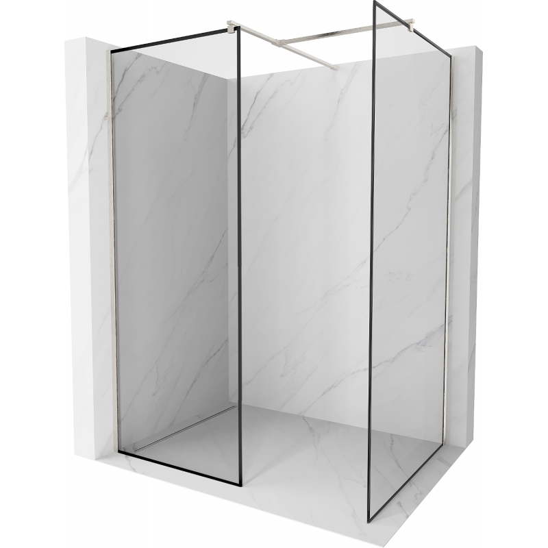 Mexen Kioto стена за душа Walk-in 100 x 80 см, черен дизайн, четкан никел - 800-100-202-97-70-080