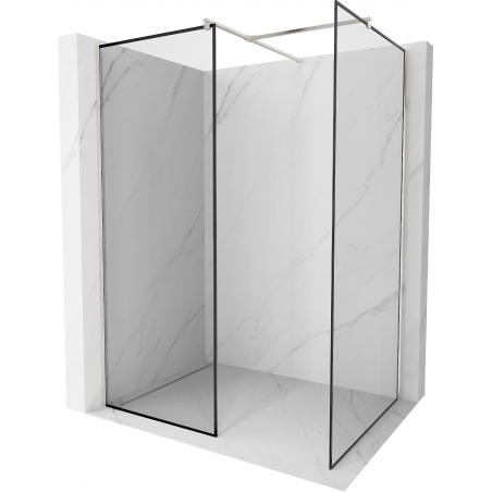 Mexen Киото стена за душ Walk-in 130 x 110 см, черен модел, четкан никел - 800-130-202-97-70-110