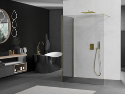 Mexen Kioto стойка за душ Walk-in 135 x 80 см, прозрачна, златна - 800-135-212-50-00-080