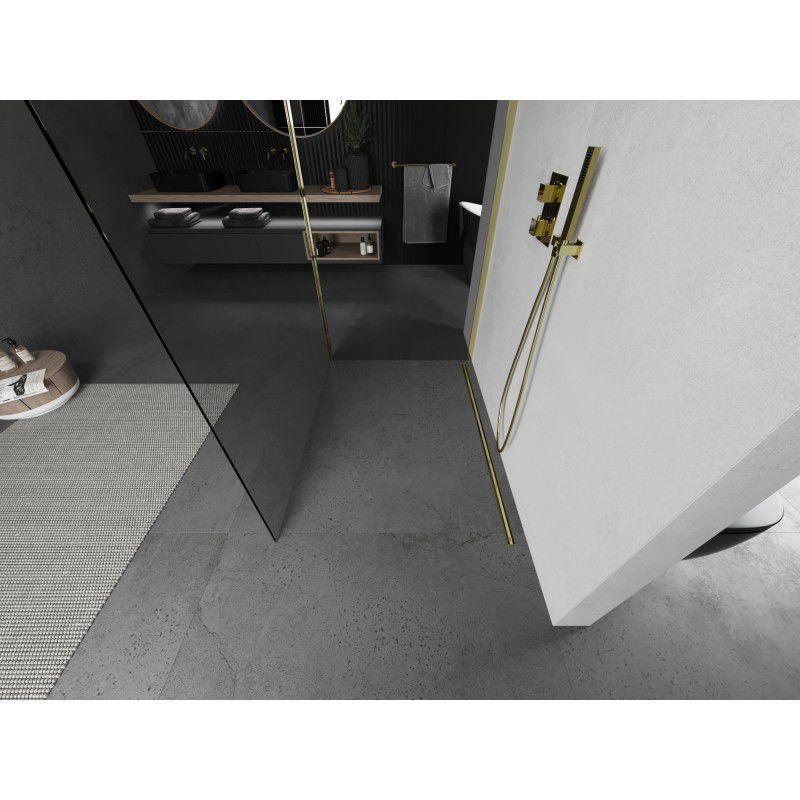 Mexen Kioto преграда за душ Walk-in 125 x 80 cm, прозрачна, златна - 800-125-212-50-00-080