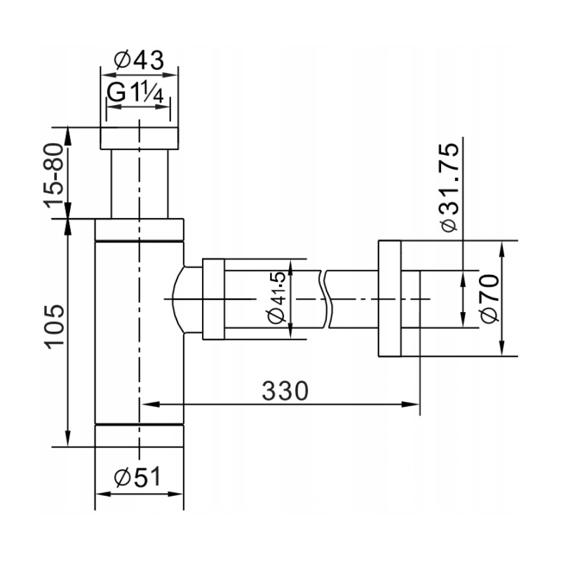 Mexen полу-сифон за мивка кръгъл с клик-клак запушалка, без преливник, хром - 7991050-00