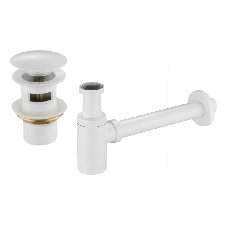 Mexen полусифон мивка кръгъл с клик-клак тап, с преливник, бял - 7992050-20