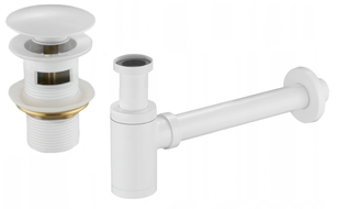 Mexen полусифон мивка кръгъл с клик-клак тап, с преливник, бял - 7992050-20