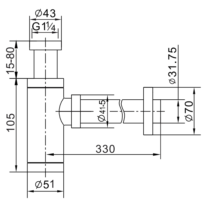 Mexen половин сифон за мивка кръгъл с щепсел клик-клак, с преливник, златен - 7992050-50
