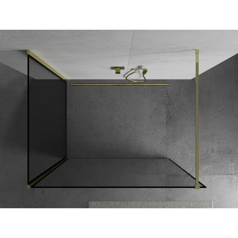 Mexen Kioto стена за душ Walk-in 110 x 80 cm, черна рамка, златен - 800-110-212-50-70-080