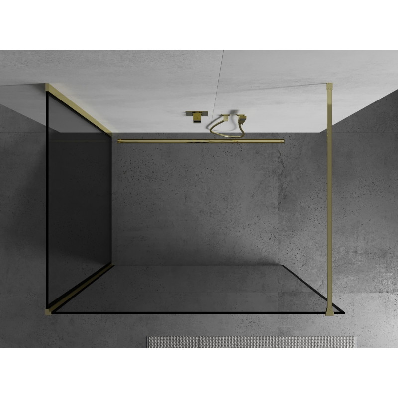 Mexen Kioto душ преграда Walk-in 90 x 90 см, черна рамка, златна - 800-090-212-50-70-090