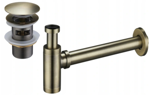 Mexen кръгъл сифон за умивалник с капачка клик-клак, с преливник, античен