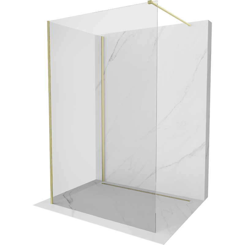 Mexen Kioto стена за душ Walk-in 125 x 80 см, прозрачна, златна четка - 800-125-212-55-00-080