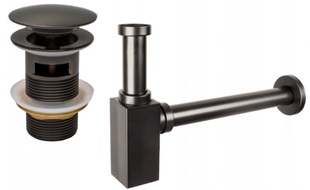 Mexen квадратен полу-сифон за мивка с Клик-Клак тапа, с преливник, графит-