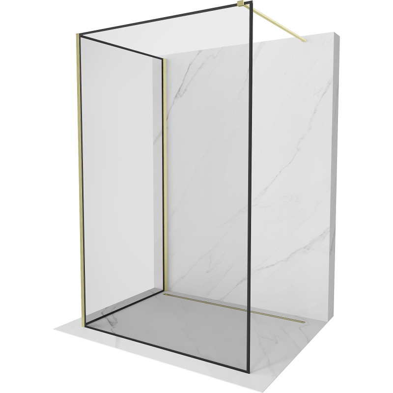 Mexen Kioto душ преграда Walk-in 90 x 80 cm, черна рамка, златно четкано