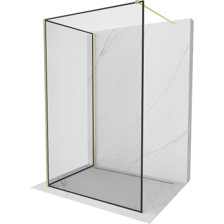 Mexen Kioto душ преграда Walk-in 90 x 80 cm, черна рамка, златно четкано