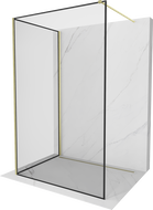 Mexen Kioto душ преграда Walk-in 90 x 80 cm, черна рамка, златно четкано