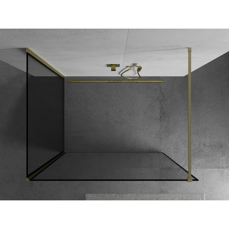 Mexen Kioto душ преграда Walk-in 90 x 80 cm, черна рамка, златно четкано