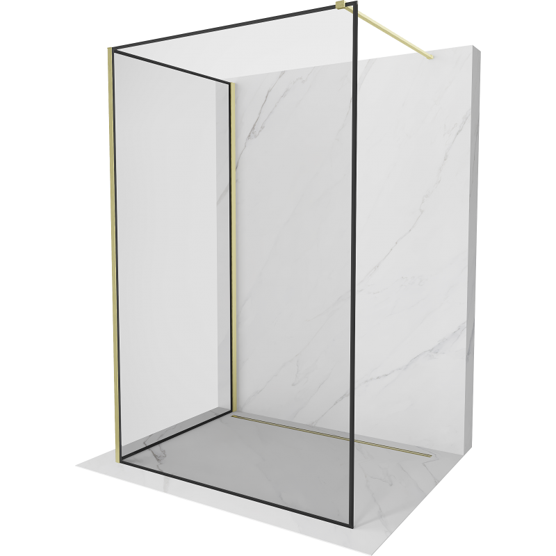 Mexen Kioto стъклена преграда Walk-in 140 x 110 см, черен модел, златисто матово - 800-140-212-55-70-110