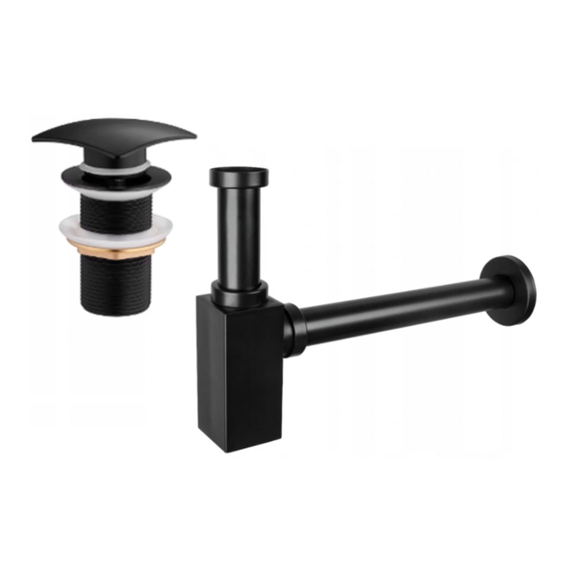 Mexen квадратен полисифон за мивка с клик-клак затвор, без преливник,