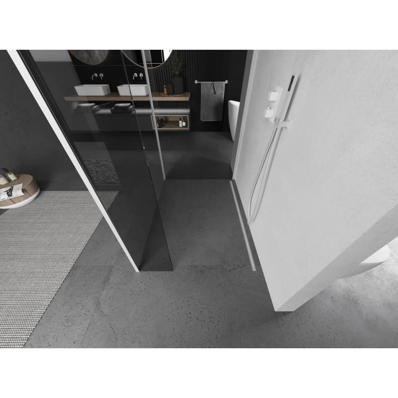 Mexen Kioto душ преграда Walk-in 135 x 80 x 30 cm, прозрачна, бяла - 800-135-080-221-20-00-030