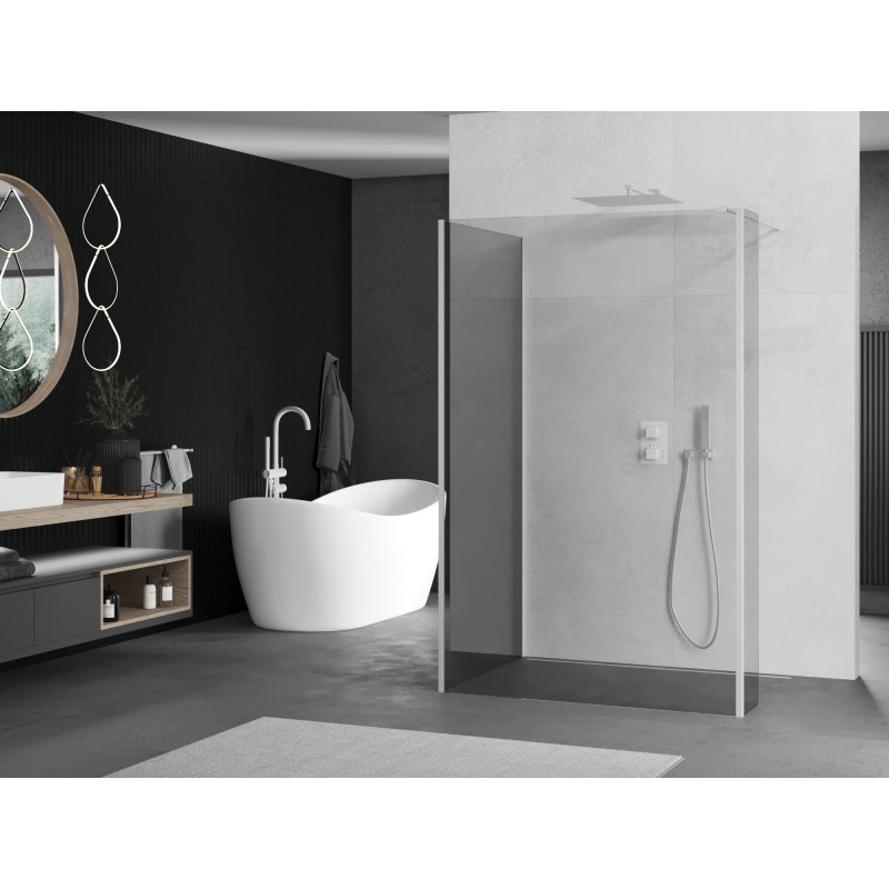 Mexen Kioto душ преграда Walk-in 135 x 80 x 30 cm, прозрачна, бяла - 800-135-080-221-20-00-030