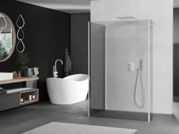 Mexen Kioto душ преграда Walk-in 135 x 80 x 30 cm, прозрачна, бяла - 800-135-080-221-20-00-030