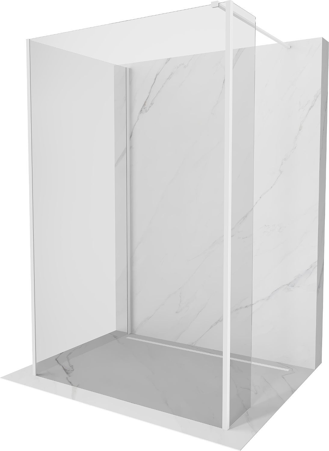 Mexen Kioto стена за душ Walk-in 130 x 85 x 30 см, прозрачен, бял - 800-130-085-221-20-00-030