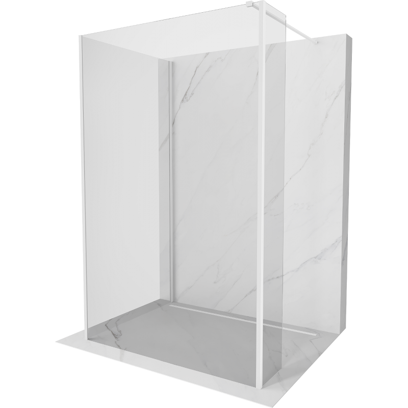 Mexen Kioto стена за душ Walk-in 140 x 70 x 40 см, прозрачен, бял - 800-140-070-221-20-00-040