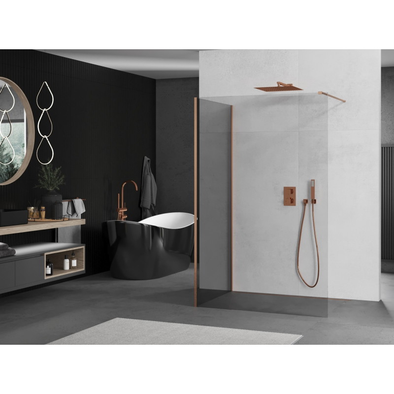 Mexen Kioto душ-преграда Walk-in 130 x 90 cm, прозрачен, матиран мед - 800-130-212-65-00-090